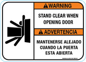 5 x 7" Warning Bilingual Stand Clear When Opening Door