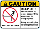 5 x 7" Caution Falling Hazard Keep Off 3 color Decal