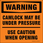 5 x 5" Warning Camlock Under Pressure Use Caution Decal