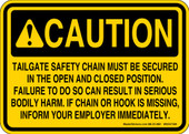 5 x 7" Tailgate Safety Chain Must Be Secured In The Open And Closed Position Decal
