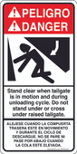 4 x 8" Danger Stand Clear When Tailgate Is In Motion Bilingual Sticker Decal