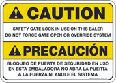 5 x 7" Caution Safety Gate Lock In Use On The Baler