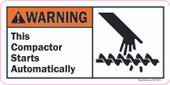 5X10 Warning This Compactor Starts Automatically
