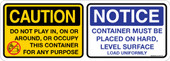 5 x 14" Multi Message Caution Notice Roll Off Container Decal