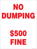 9 x 12" No Dumping $500 Fine Decal. No Dumping Sticker.