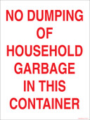 9 x 12" No Dumping of Household Garbage. Garbage Decal.