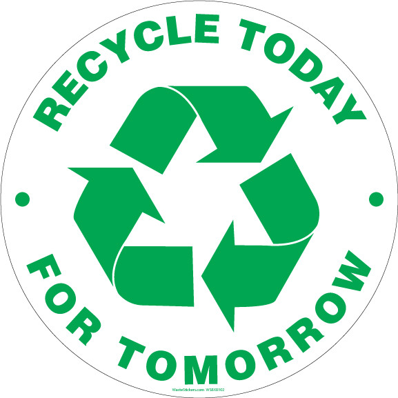 Recyclable Items Only Sticker Blue Recycle Reuse Container Trash Can label Decal