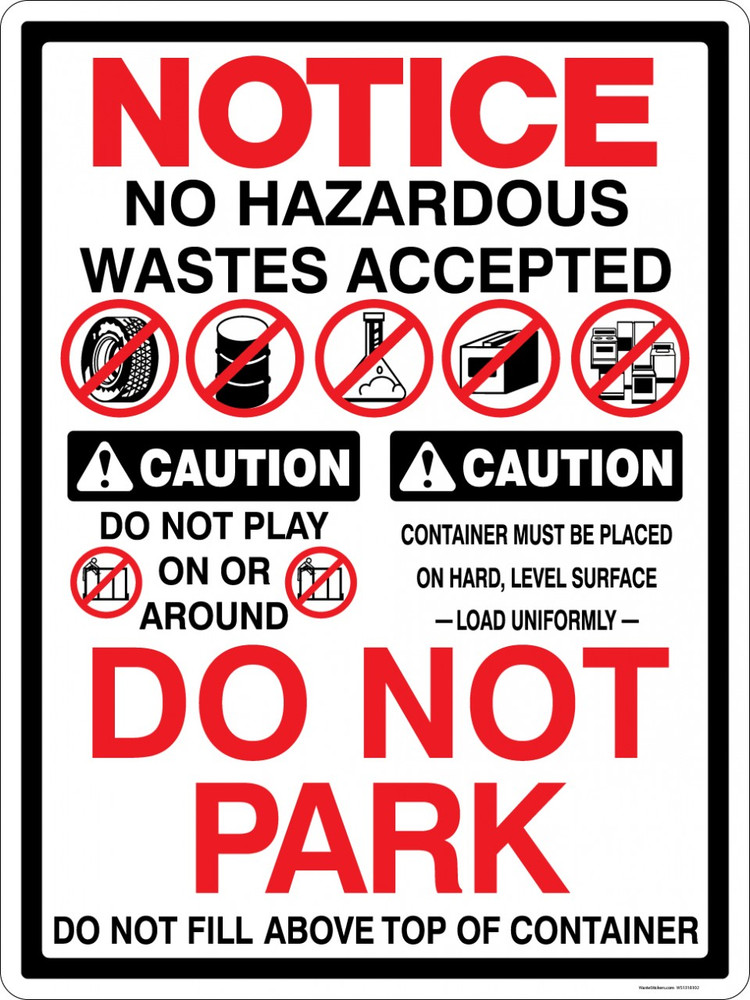 Notice No Hazardous Wastes Accepted Multi Message Sticker Decal, 1318