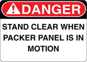 Danger Decal Stand Clear When Packer Panel Is In Motion Sticker