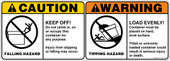 5 x 14" Caution Falling Hazard & Warning Tipping Hazard