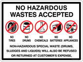 No Hazardous Wastes Accepted Container Sticker