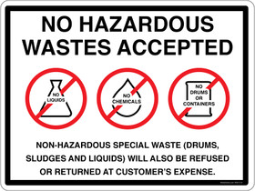 No Hazardous Wastes Accepted Container Decal