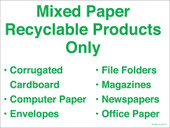 9x12" Green Mixed Paper Recyclable Products Only. Recycling Container Sticker Decal.