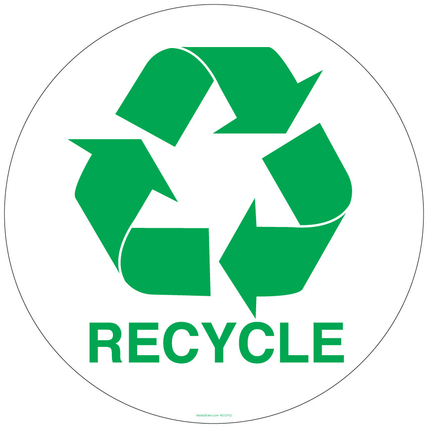 12 Inch Circle Recycling Symbol Sticker 12 Inch Circle Recycling Symbol Sticker