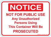 5 x 7" Notice Not For Public Use Decal