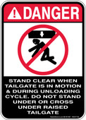 5 x 7" Danger Stand Clear When Tailgate is in Motion Decal