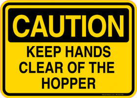 Caution Decal Keep Hands Clear Of The Hopper Sticker