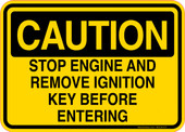 Caution Decal Stop Engine And Remove Ignition Key Before Entering Sticker