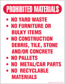 8.5 x 11"Prohibited Materials