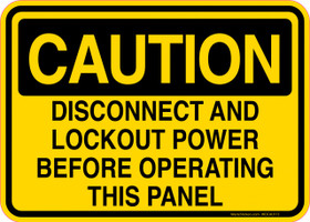 Caution Decal Disconnect And Lockout Power Before Operating This Panel Sticker