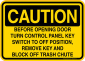 Caution Decal Before Opening Door Turn Control Panel Key Switch Sticker