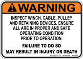 5 x 7" Warning Inspect Winch, Cable, Pulley