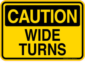 Caution Decal Wide Turns.  Refuse Truck Sticker