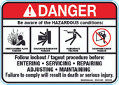 5 x 7" Danger Be Aware Of The Hazardous Conditions Decal