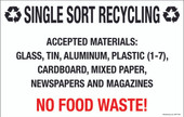 7 x 11" Single Sort Recycling  No Food Waste Decal