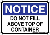 5 x 7" Notice Do Not Fill Above Top of Container Sticker Decal