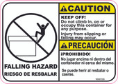 5 x 7" Caution Bilingual Falling Hazard Keep Off "