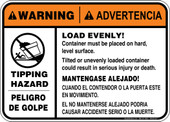 5 x 7" Warning Load Evenly Container Must Be On Hard Level Surface Decal