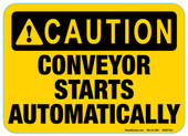 5 x 7" Caution Conveyor Starts Automatically Decal
