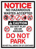 13 x 18" Notice  & Caution No Hazardous Wastes Accepted Multi Message Sticker Decal