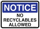 5 x 7" Notice No Recyclables Allowed Sticker Decal