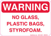5 x 7"  Warning No Glass, Plastic Bags, Styrofoam Decal