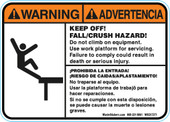 5 x 7" Bilingual Warning Keep Off! Fall/Crush Hazard Decal