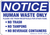 5 x 7" Notice Human Waste Only Decal