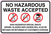 6 X 9" No Hazardous Waste Accepted Decal