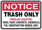 Trash Only Decal Notice