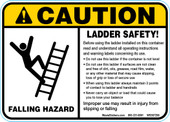 5 x 7"Caution Falling Hazard, Ladder Safety! 