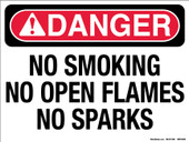 9 x 12" Danger No Smoking, No Open Flames, No Sparks, Decal