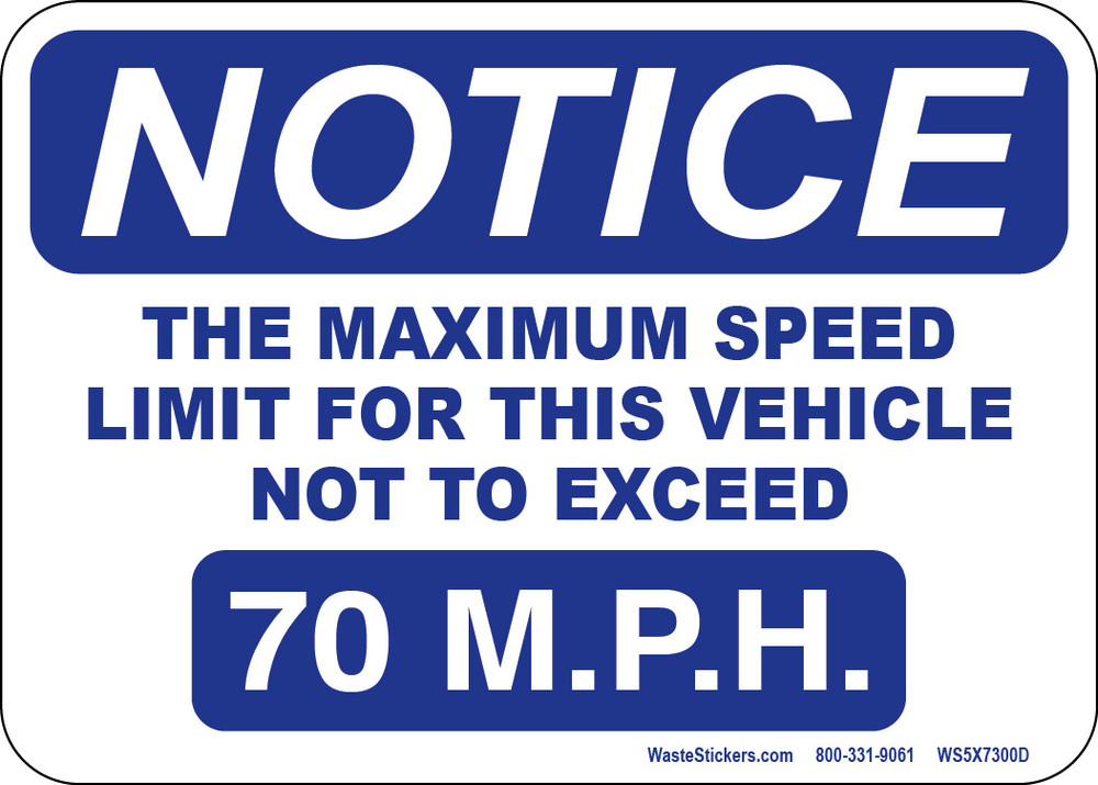 AAA0024 Speed Restriction Stickers Limited To 40 50 56 60 62 68 70 75 MPH Veh.. 