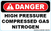 3 x 5" Danger High Pressure Compressed Gas Nitrogen Decal
