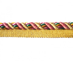 Damacsus 9mm Multicoloured Twist Flange Cord, Colour Pink Hessian [ONLY 7 METRES LEFT]