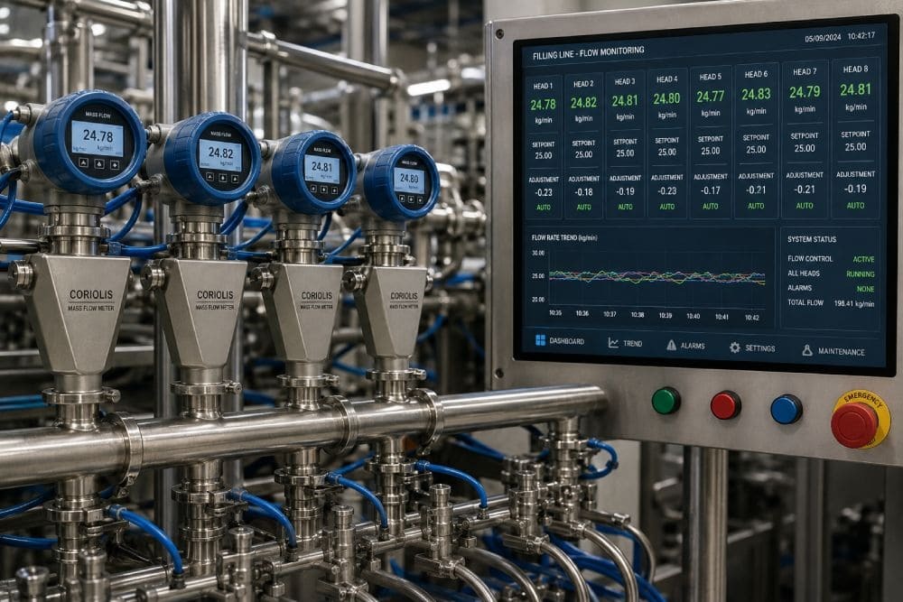 inline mass flow meter liquid fill accuracy
