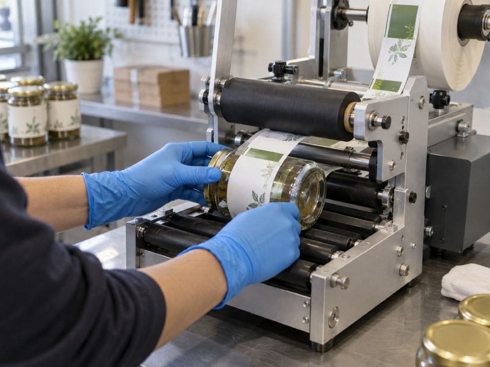 semi automatic benchtop bottle labeling machine