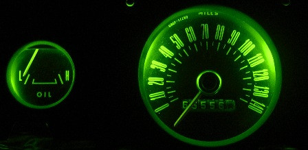 MP-66-LED-GA-GREEN - NEW from Mustang Project LED lamps for your gauges. Finally see your gauges at night with cool running lifetime LEDs 3-4X brighter than the old incandescent lamps! For the 65-66 Mustangs with 5 gauge cluster.