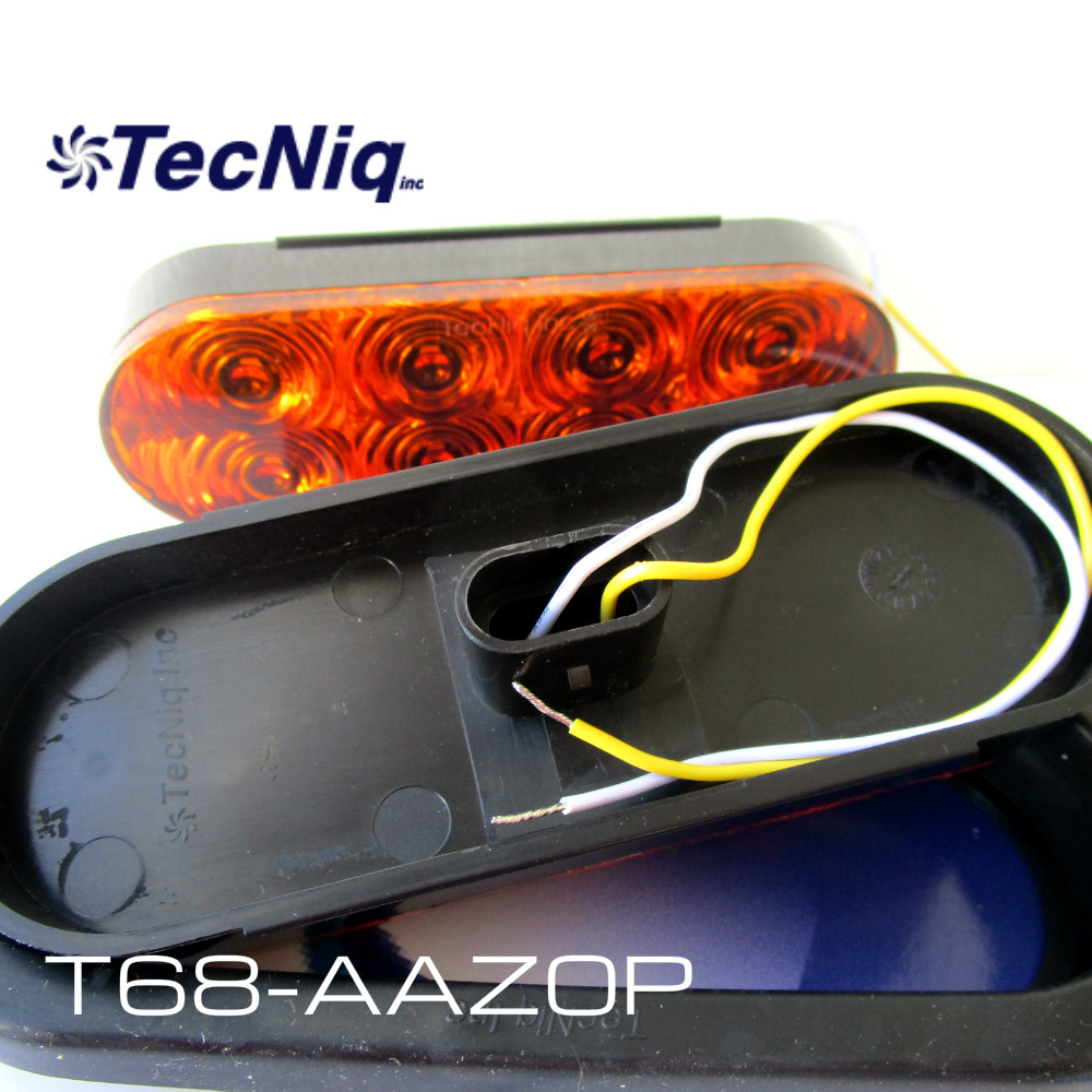TecNiq 2pk Amber 6" Oval HI-VIS Flashing Strobe Warning Grommet Mount LED Lights 
