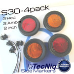 4 pack S30-XX00-1 TecNiq  2" Round Side Markers 2Amber 2RED